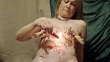 Bound maid slut endures pins, candles, and humiliating self-torment session