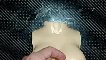 curvy doll gets slapped and handjobbed on desk closeup