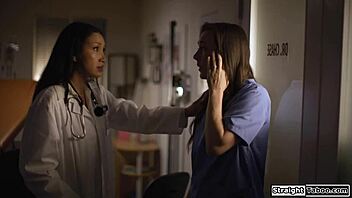 latina doctor seduces petite nurse into pussy licking to avoid trouble