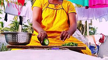 desi maid chats dirty while cleaning in tight uniform