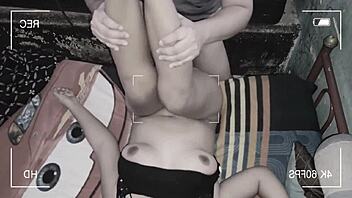 hidden cam catches me pounding neighborhood slut's hairy pussy rough