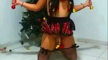 Bound Slave Whore Chokes Gags Tied Up for Christmas Humiliation