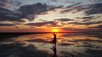 Red Sunset Walk at Elton Salt Lake Outdoors