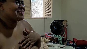 brazilian bbw mommy takes creampie facial from daddy