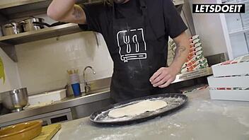 miss jackson latina milf fucked by two cocks pizzeria!