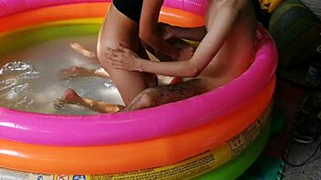 wild pool sex after sucking huge cock doggystyle