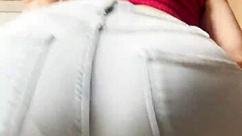 homemade petite blonde's tight jeans striptease dance