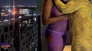 Two horny lesbian teens finger to squirting on balcony exclusive!