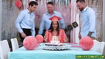 roxie sinner celebrates graduation riding quinton james pierce paris jayden marcos cocks wildly