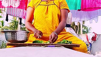 desi maid chats dirty while cleaning in tight uniform