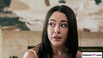 brunette discovers pussy licking bliss with lesbian trio