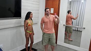 small carioca screams as two cocks stretch pussy first time!