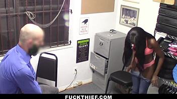 i watch this teen shoplifter get caught and fucked hard in the garage pov