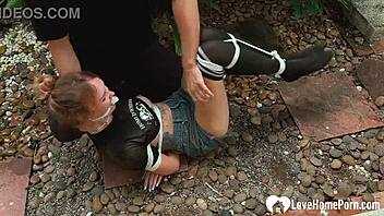 sexy bound vixen tickled hard outdoors begging