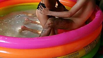 wild pool sex after sucking huge cock doggystyle