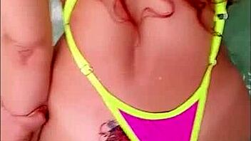 public pool bikini redhead latina gets divine anal fisting creampie homemade