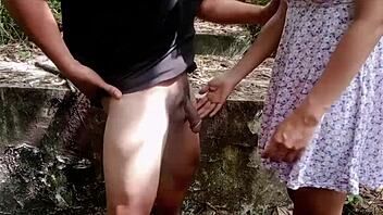 cum outside my pussy after quick hard fuck in abandoned spot