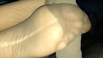 i filled her nylons with cum after hot stocking footjob