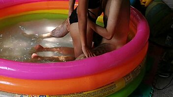 wild pool sex after sucking huge cock doggystyle