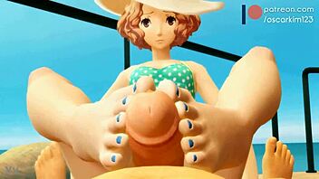 okumura delivers teasing beach footjob fetish pleasure