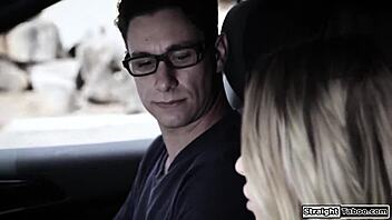 Driving instructor pounds petite teen outdoors roughly