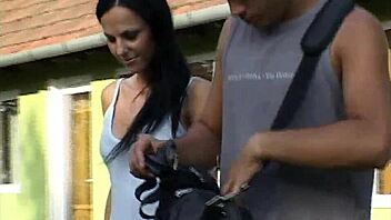 american hairy beaver babe rides cock on park bench