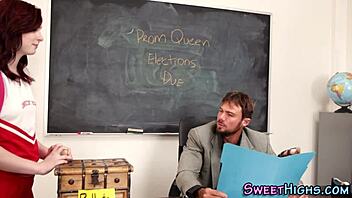 Redhead Cheerleader Teen Swallows Monster Cock Facial Jizz