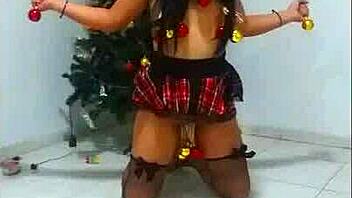 Bound Slave Whore Chokes Gags Tied Up for Christmas Humiliation