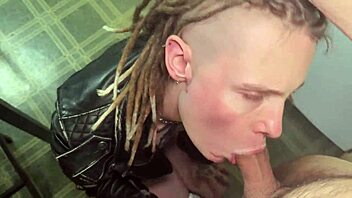 Leather Jacket Ignites Brutal Blowjob Doggystyle Missionary On Desk