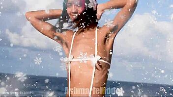 hairy bush peeks from micro bikini during public twerk dance 💃🌳😈