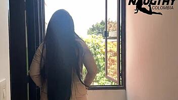 beautiful brunette films hallway masturbation closeup