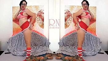 curvy college maid regina dances stripping uniform with huge toy