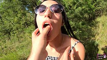 pawg teen sucks fucks public park