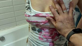 shower surprise cute milky milf tittyfucks pov with lactating bliss