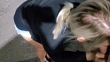 blonde wife flashes at party sucks cock in public homemade fun