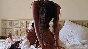 leaked vacation tape shows tall pretty teen riding huge cock