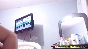 beautiful shemale teases cock on live cam