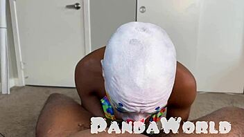 Bald ebony clown Cleo Panda deepthroats bbc facefucked anal savagely