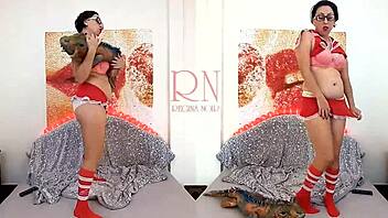 curvy college maid regina dances stripping uniform with huge toy