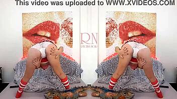 curvy college maid regina dances stripping uniform with huge toy