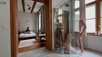 four horny blondes beg for our cocks in steamy orgy shower