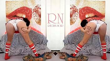 curvy college maid regina dances stripping uniform with huge toy