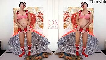 curvy college maid regina dances stripping uniform with huge toy