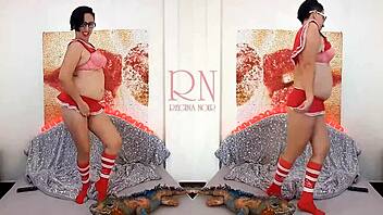 curvy college maid regina dances stripping uniform with huge toy