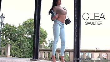 Cheating wife Clea Gaultier DPD by three monster black cocks in private orgy