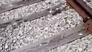 Fisherman catches busty ebony stripper for outdoor dirty shower 💦🍑