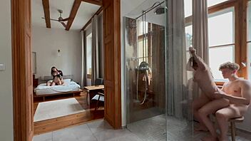 four horny blondes beg for our cocks in steamy orgy shower