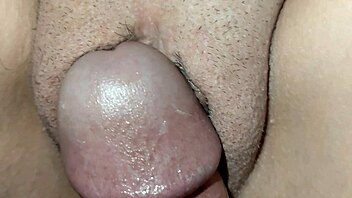 amateur couple fucks juicy shaved pussy hard until creampie explosion