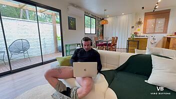 Big Ass Babe Catches Jerk Off Delivers Facial