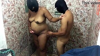 pregnant pussy licked hard in bathroom stall